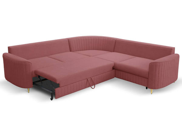 Ecksofa L-Form Links mit Schlaffunktion und Bettkasten Limon Rot