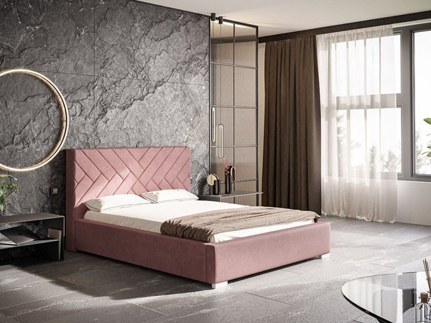 Polsterbett mit Bettkasten und Lattenrost 140x200 Tonale Rosa