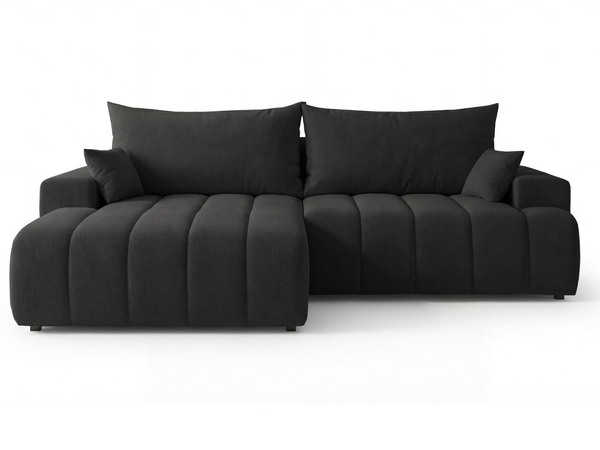 Ecksofa L-Form Links mit Schlaffunktion und Bettkasten Caleo Schwarz