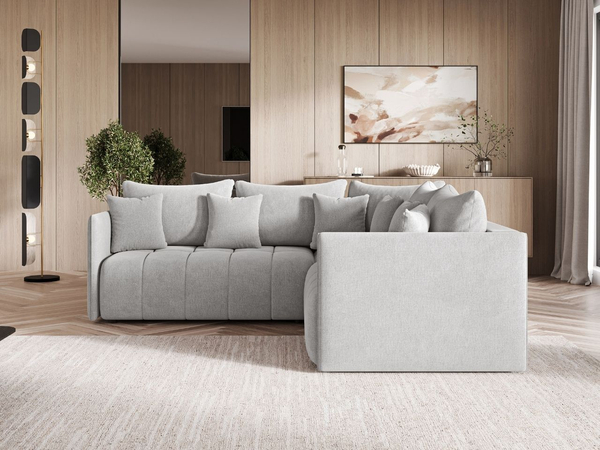 Ecksofa L-Form mit Schlaffunktion und Bettkasten Ardi L Hellgrau