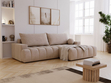 Ecksofa L-Form mit Schlaffunktion und Bettkasten Havi Rechts Beige