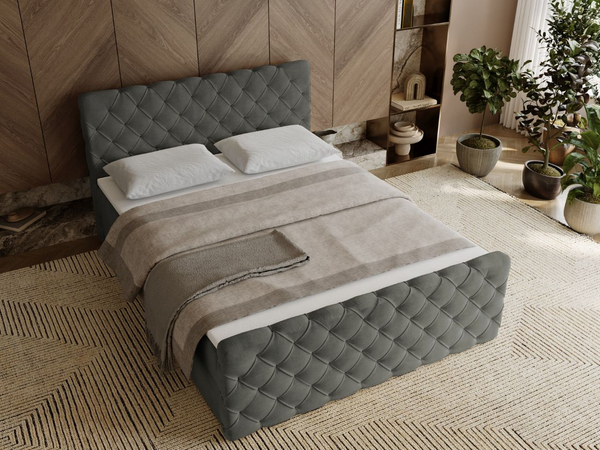 Boxspringbett mit Bettkasten 120x200 Lunaris Dunkelgrau