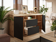 Wohnzimmer-Set – TV-Schrank und Kommode Asumi Schwarz und Eiche Wotan