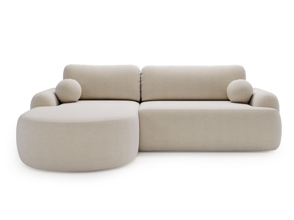 Ecksofa L-Form Links mit Schlaffunktion und Bettkasten Aurio Creme