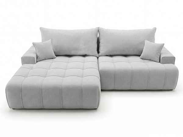 Ecksofa L-Form mit Schlaffunktion und Bettkasten Tulio Links Grau