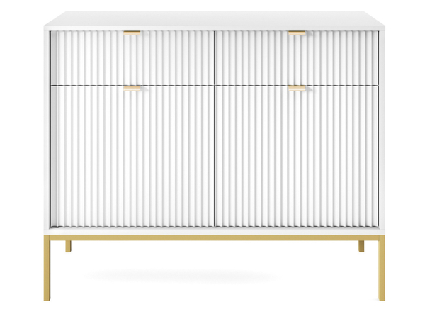 Kommode mit Türen und Schubladen Amber Weiß, Gold Frame