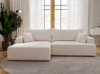 Ecksofa L-Form Links mit Schlaffunktion und Bettkasten California Creme