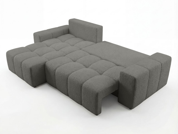 Ecksofa L-Form mit Schlaffunktion und Bettkasten Bresso Dunkelgrau
