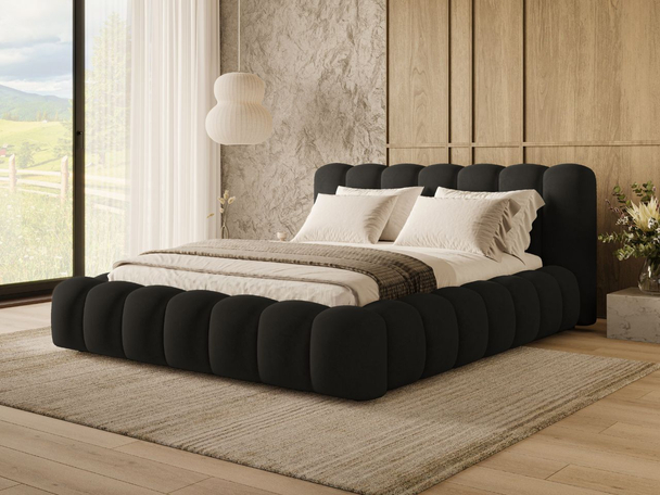 Polsterbett mit Bettkasten und Lattenrost 120x200 Averia Schwarz