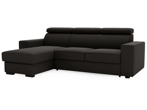 Ecksofa L-Form mit Schlaffunktion und Bettkasten Scala Schwarz