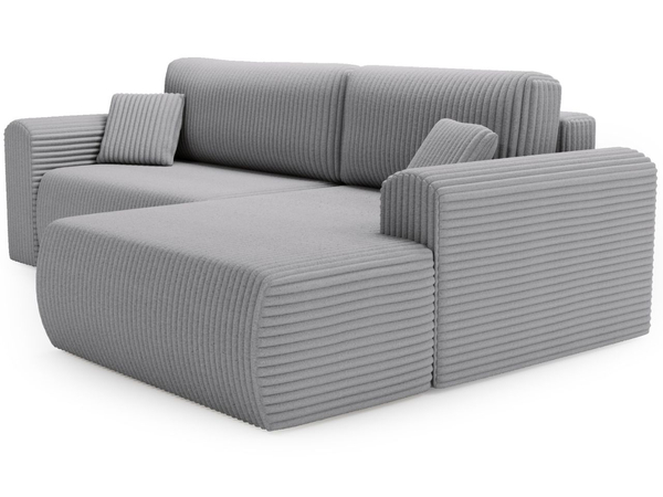 Ecksofa mit Schlaffunktion und Bettkasten Belvio rechts Hellgrau