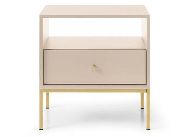 Nachttisch mit Schublade auf Golden Metallbeinen Amor Beige