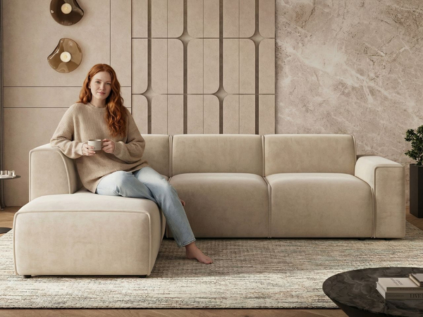 Ecksofa L-Form Links Eluno Beige