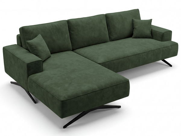 Ecksofa L-Form auf Metallbeinen Leto Links Grün