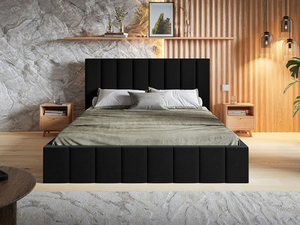 Polsterbett mit Bettkasten und Lattenrost 140x200 Siena Schwarz