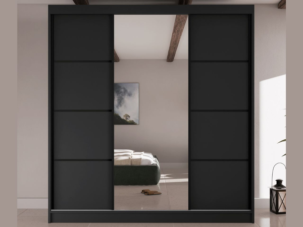Schiebetürenschrank mit Spiegel 200 cm Vello Schwarz