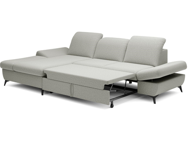Ecksofa L-Form Links mit Schlaffunktion und Bettkasten Hannover Hellgrau
