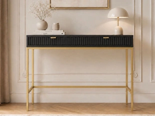 Schminktisch mit Schubladen Amber Schwarz, Gold Frame