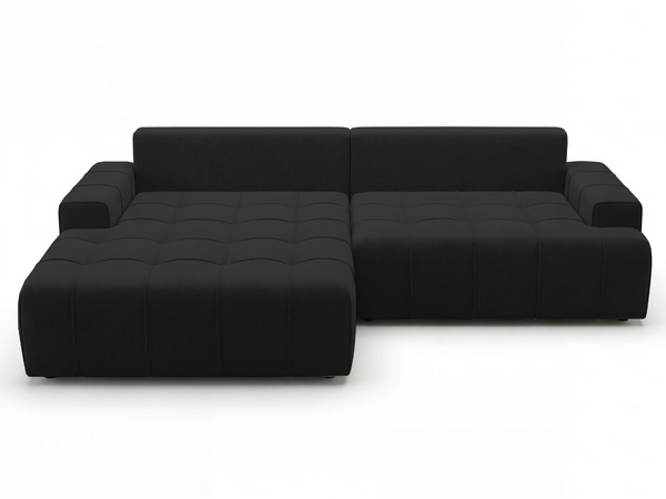 Ecksofa L-Form mit Schlaffunktion und Bettkasten Tulio Links Schwarz