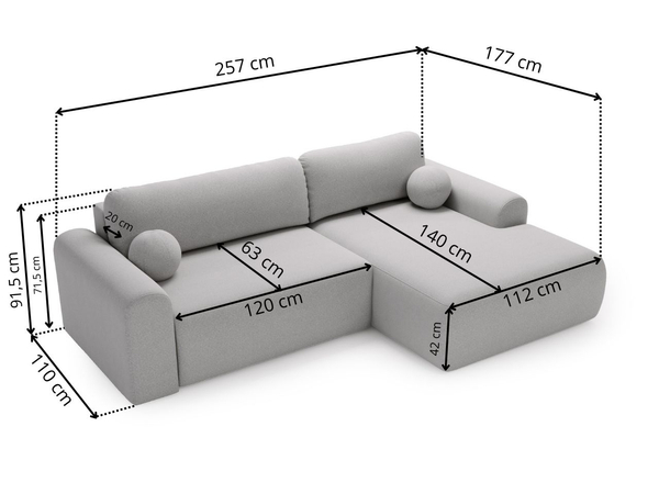 Ecksofa L-Form mit Schlaffunktion und Bettkasten Savana Rechts Grün