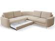 Ecksofa L-Form Rechts mit Schlaffunktion und Bettkasten Limon Dunkelbeige