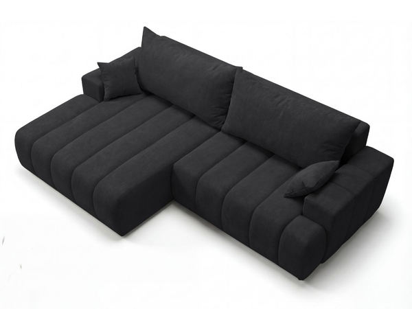 Ecksofa L-Form Links mit Schlaffunktion und Bettkasten Caleo Schwarz