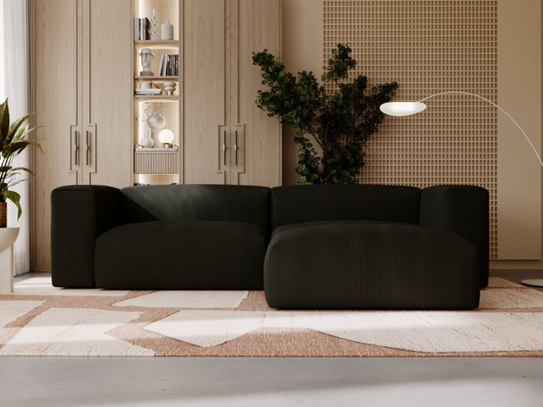 Ecksofa L-Form Rechts Moderne Cord Ecksofa Landi Schwarz
