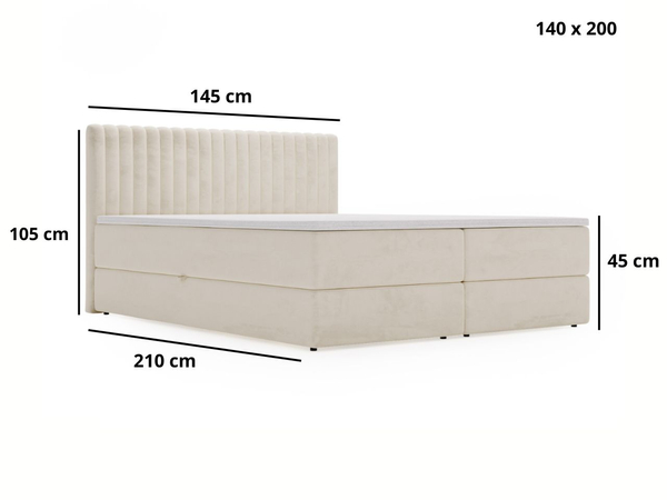 Boxspringbett mit Bettkasten 140x200 Marbella Beige