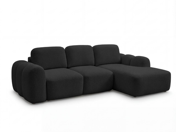 Ecksofa L-Form mit Schlaffunktion und Bettkasten Avelin Rechts Schwarz