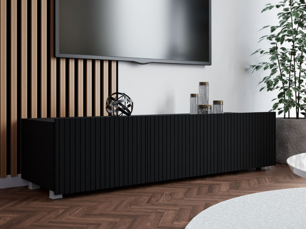 TV-Lowboard mit Türen 150 cm Kioto Schwarz matt