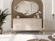Dreitürige Kommode 154 cm Glamour-Stil auf goldfarbenen Metallbeinen Vivance Kaschmirglanz