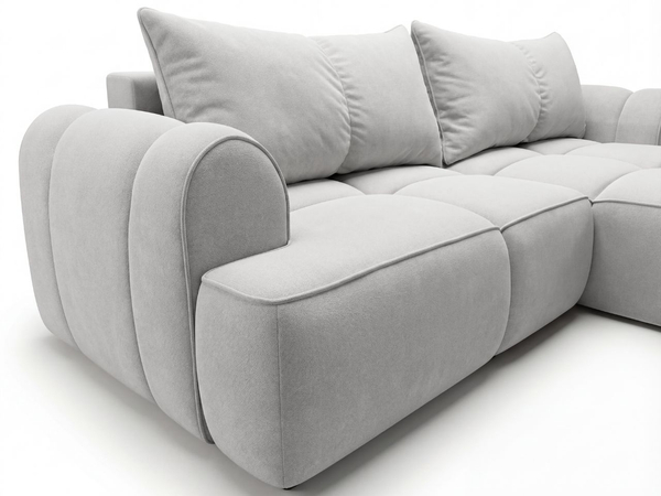 Ecksofa L-Form Rechts mit Schlaffunktion und Bettkasten Bonno Grau