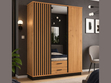 Spiegelschrank 150 cm mit Lamellen und Schubladen für das Schlafzimmer Lavore Wotan Eiche, Schwarz matt