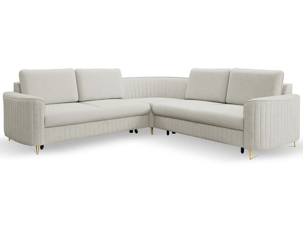 Ecksofa L-Form Links mit Schlaffunktion und Bettkasten Limon Hellgrau