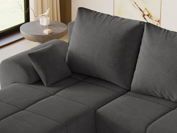 Ecksofa L-Form mit Schlaffunktion und Bettkasten Monti Links Anthrazit