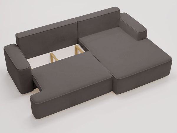Ecksofa L-Form Rechts mit Schlaffunktion und Bettkasten California Dunkelgrau