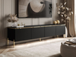 TV-Lowboard im Glamour-Stil mit LED-Beleuchtung Celle, schwarz matt