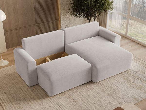 Ecksofa L-Form mit Schlaffunktion und Bettkasten Aurora Grau