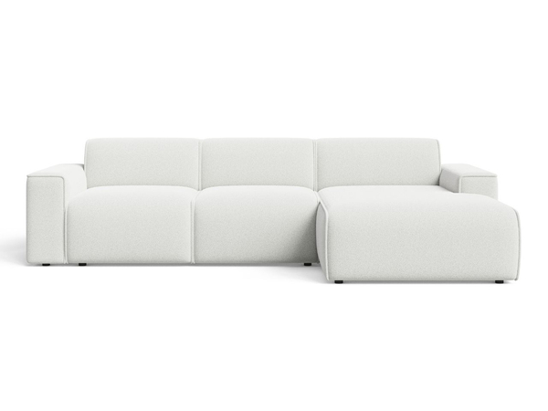 Ecksofa L-Form Rechts Lavia Bouclé-Stoff Weiß