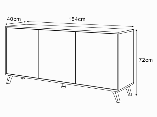 Dreitürige Kommode 154 cm im Loft-Stil mit schwarzen Beinen – Vivance, Schwarz matt & Eiche Artisan