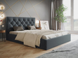 Polsterbett mit Bettkasten und Lattenrost 180x200 Selva Dunkelgrau