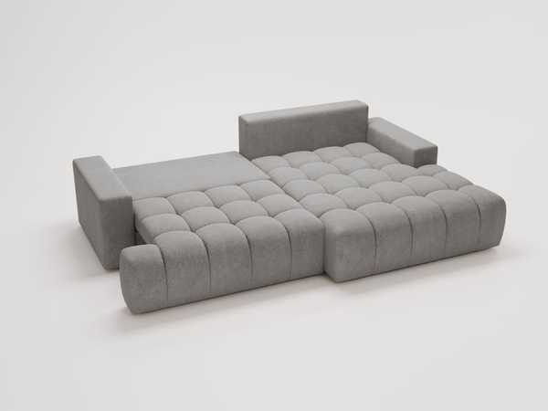 Ecksofa L-Form mit Schlaffunktion und Bettkasten Havi Rechts Grau