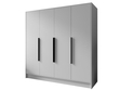 Kleiderschrank 200 cm Perugia Weiß mit schwarzen Griffen