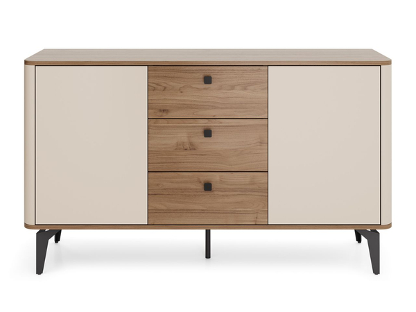 Möbelgarnitur mit LED-Beleuchtung für das Wohnzimmer Arelis Kaschmir, Royal Nussbaum