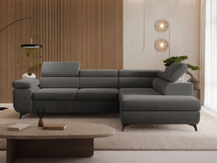 Ecksofa L-Form mit Schlaffunktion und Bettkasten Argon Rechts Dunkelgrau