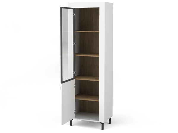 Schmale Standvitrine mit LED-Beleuchtung Messina Schwarz