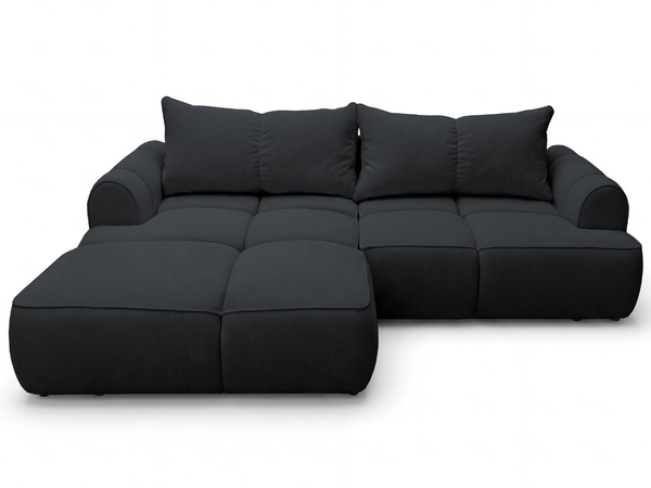 Ecksofa L-Form Links mit Schlaffunktion und Bettkasten Bonno Schwarz