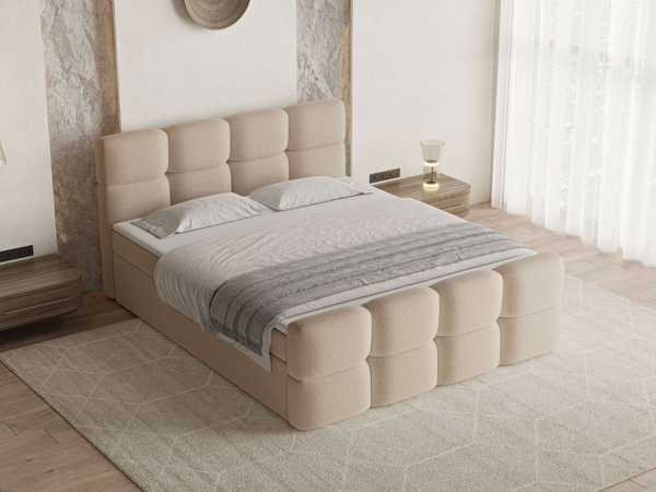 Boxspringbett mit Bettkasten 160x200 Rivon Beige