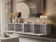 Hängeschrank mit Türen und LED-Beleuchtung 200 cm Nodoo Beton 