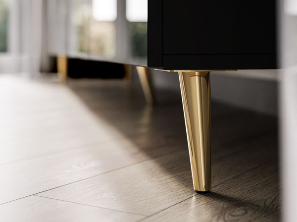Wohnwand für das Wohnzimmer auf Goldenen Metallbeinen Noaé Weiß Hochglanz